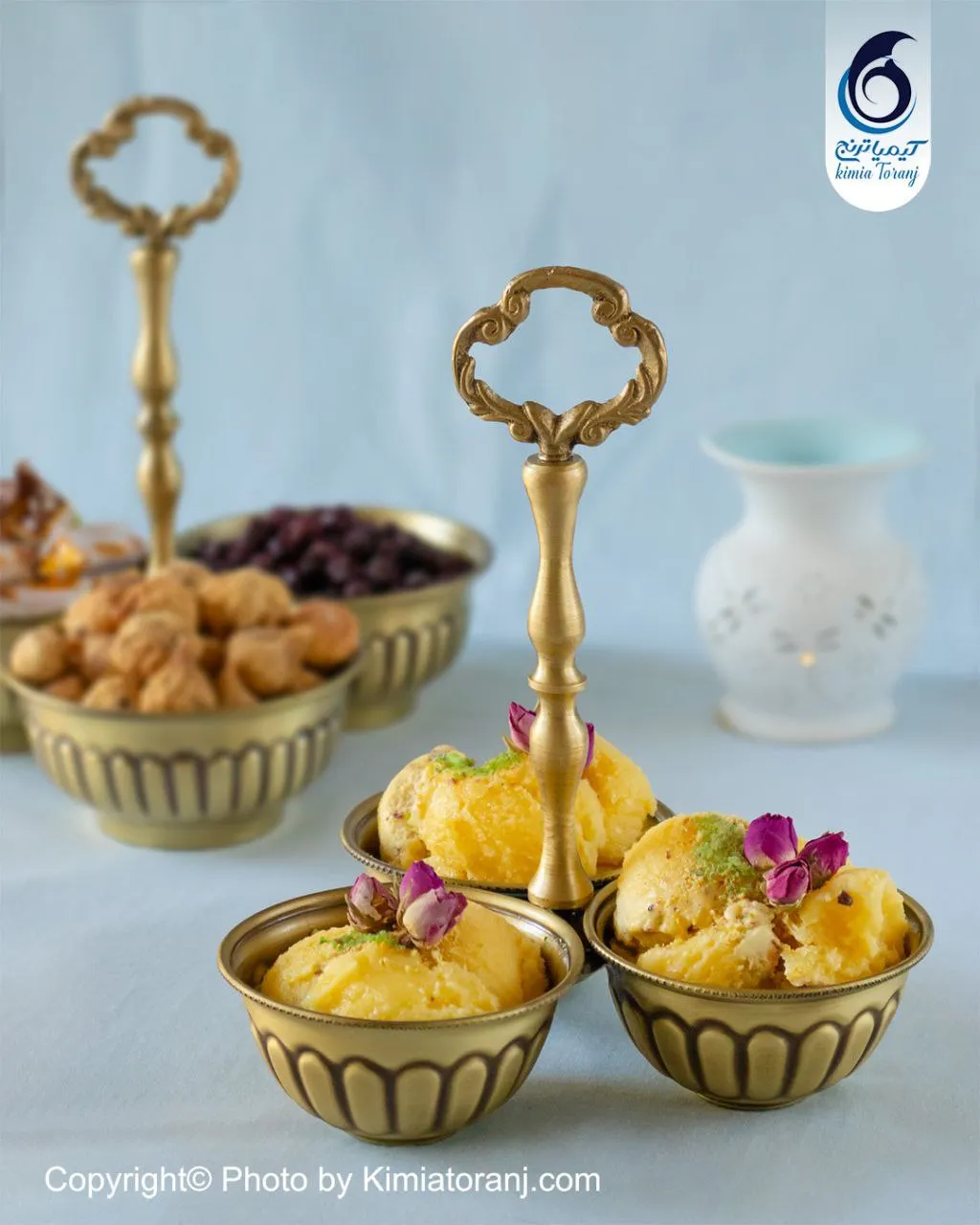 آجیل خوری سه قلو خطی سایز 1 برنجی