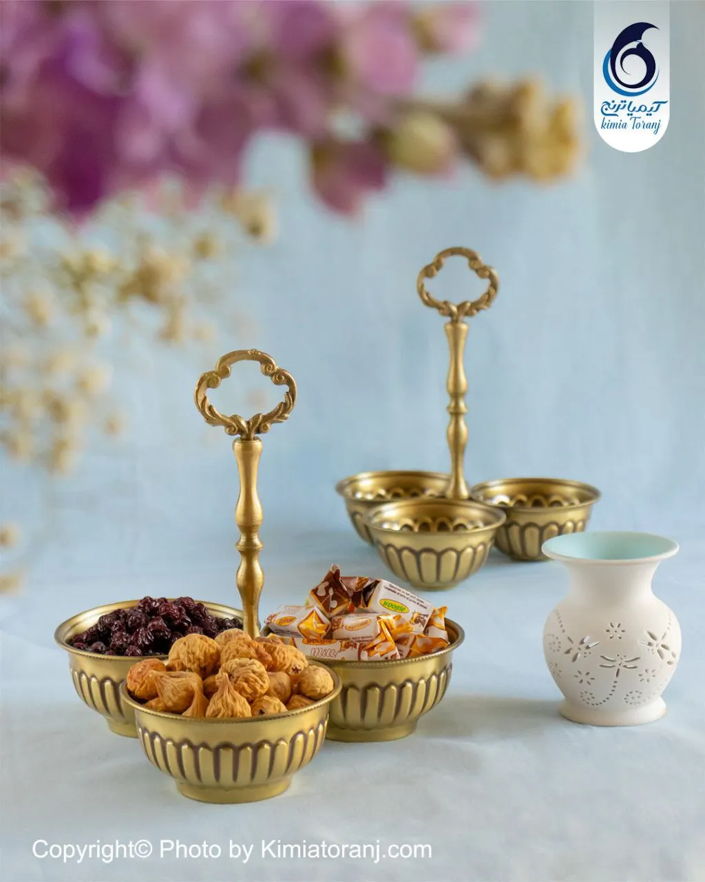 آجیل خوری سه قلو خطی سایز 2 برنجی