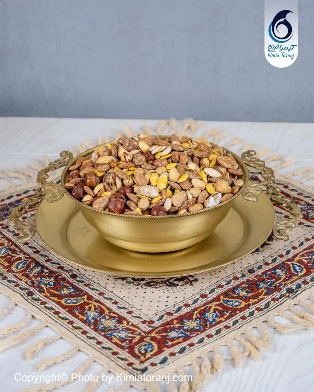 ست آجیل خوری ساده بدون پایه دسته دار برنجی