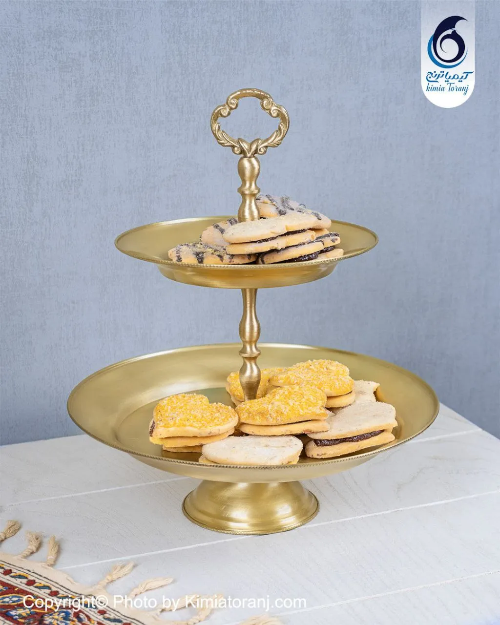 شیرینی خوری دو طبقه برنجی