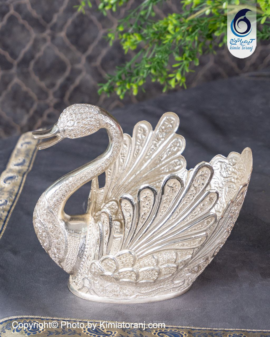 قو سایز 5 شبه نقره قلم گل و مرغ