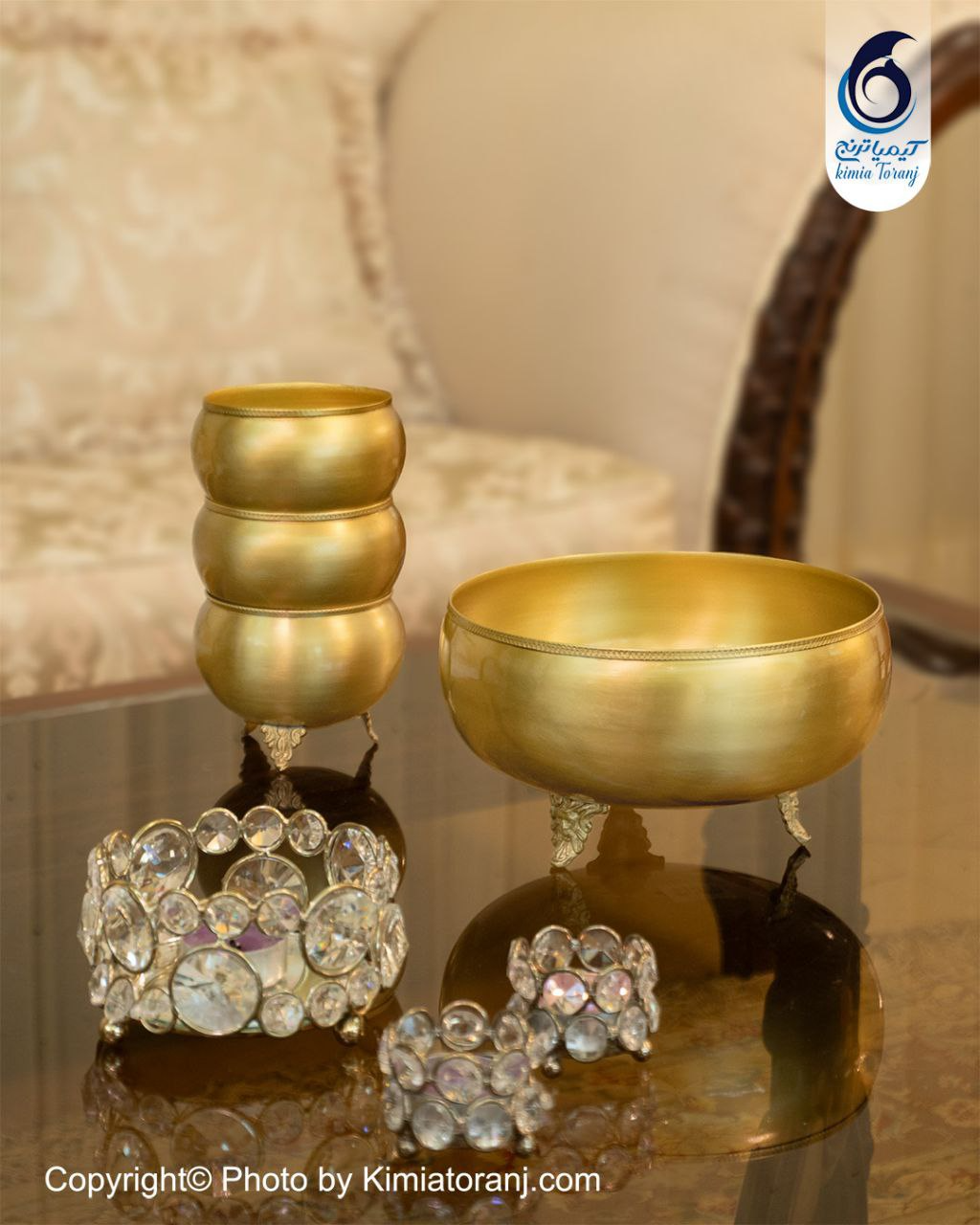 ست پسته خوری سه پایه برنجی