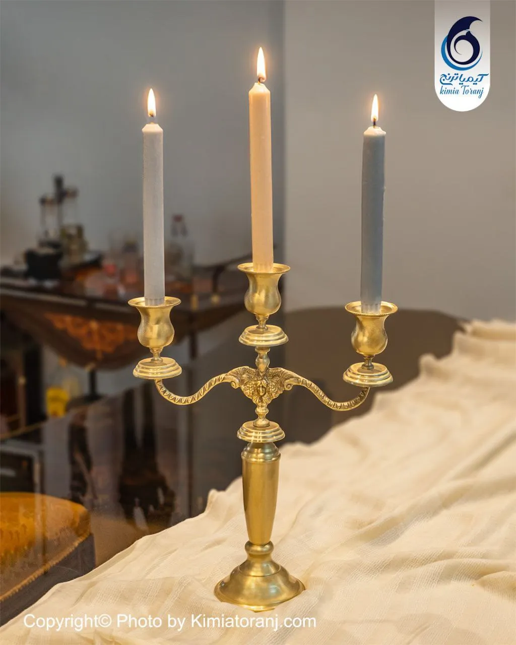 شمعدان سه شعله برنجی