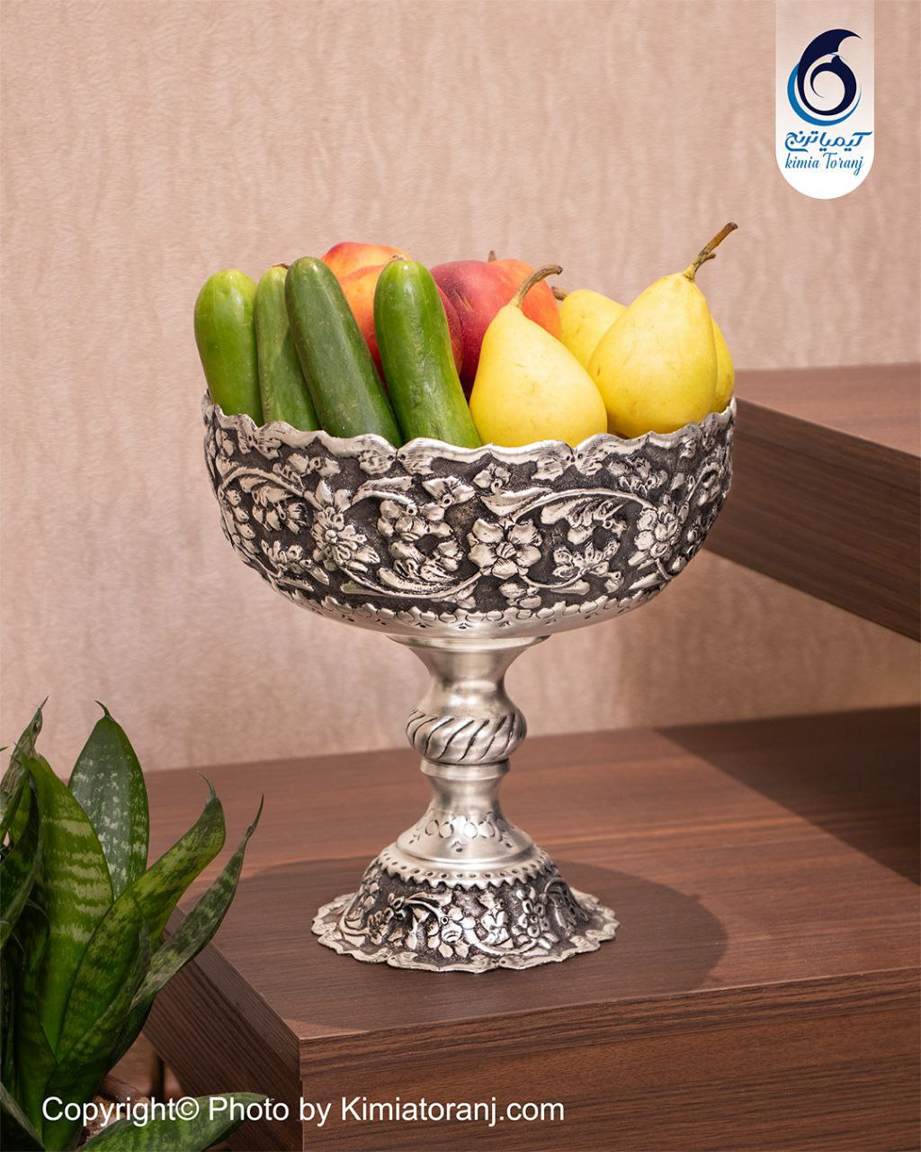 میوه خوری شبه نقره قلم گل برجسته