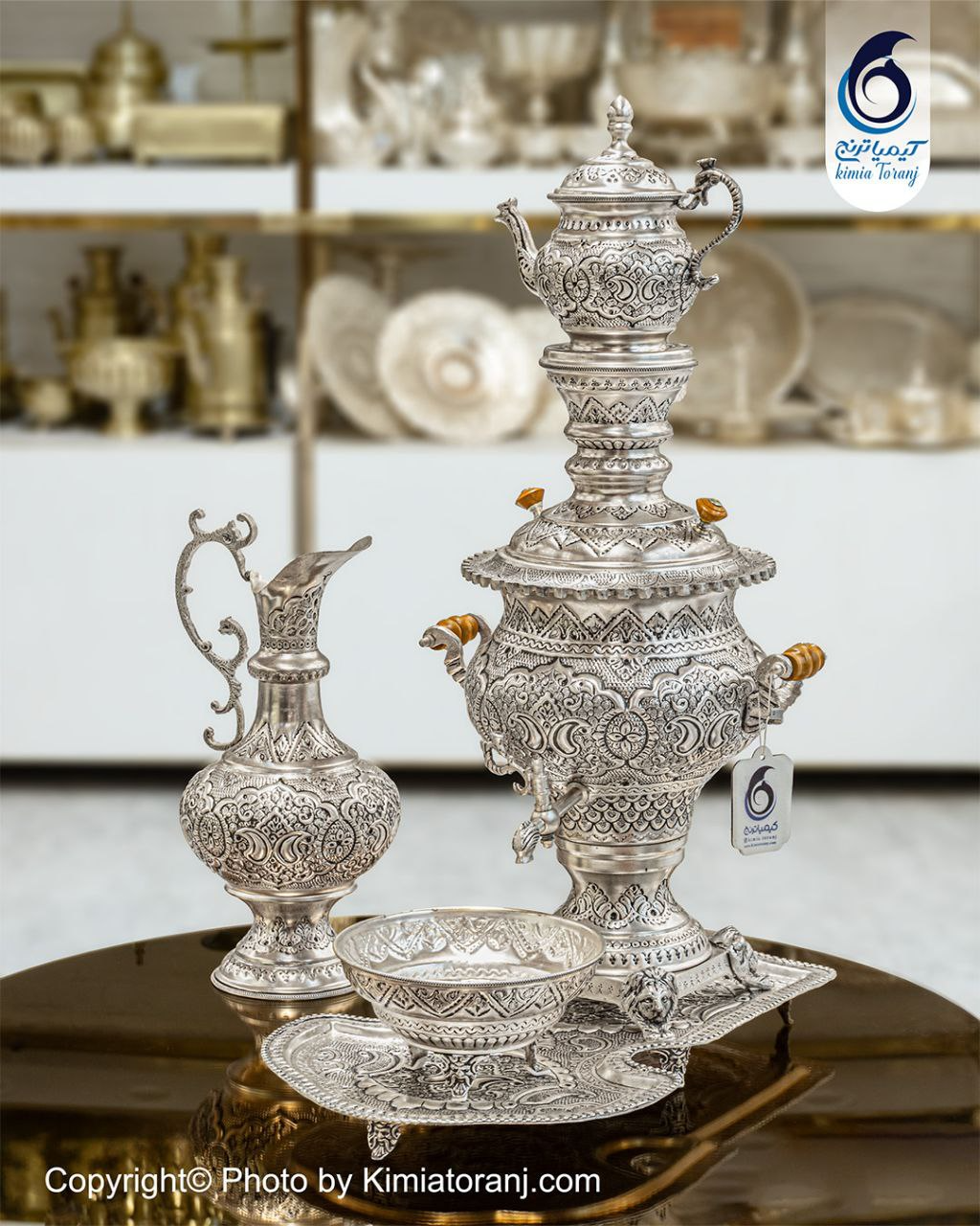 سماور شبه نقره قلم اسلیمی